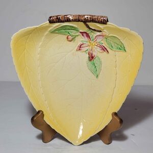 Carlton Ware Yellow Candy Dish Pink Flower Vintage